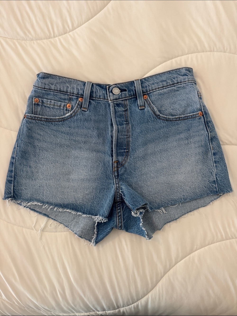 Levi's Light Blue Distressed Denim Shorts